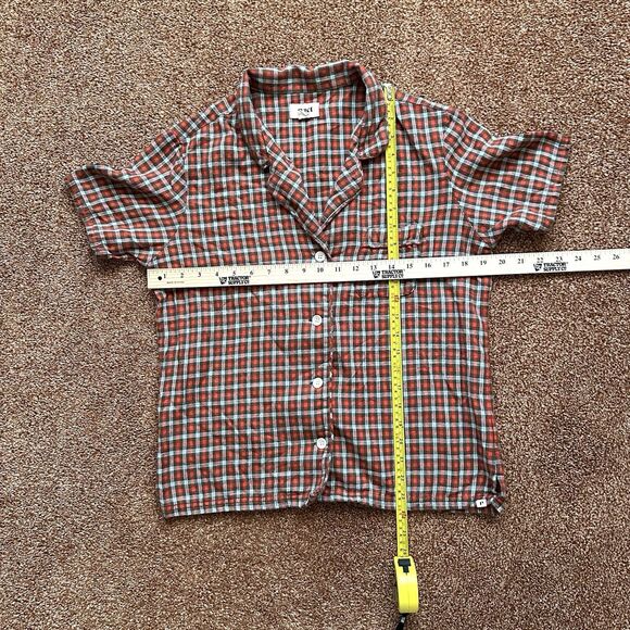 Pact Organic Cotton Top Shirt Womens Sm Plaid Button Up Short Sleeve Prep Grunge - Picture 7 of 7